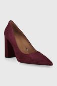 Замшеві туфлі BOSS Janet Pump 90 колір бордовий каблук блок 50503640