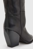 Шкіряні чоботи AllSaints Reina жіночі колір чорний каблук блок WF597X