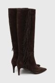Замшеві чоботи Twinset жіночі колір коричневий на шпильці 232TCT220 Замшеві чоботи Twinset жіночі колір коричневий на шпильці 232TCT220