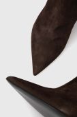 Замшеві чоботи Twinset жіночі колір коричневий на шпильці 232TCT220 Замшеві чоботи Twinset жіночі колір коричневий на шпильці 232TCT220