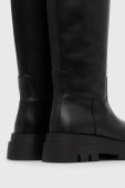 Шкіряні чоботи Twinset жіночі колір чорний на плоскому ходу 232TCT112 Шкіряні чоботи Twinset жіночі колір чорний на плоскому ходу 232TCT112