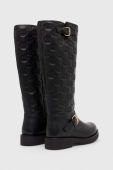 Шкіряні чоботи Twinset жіночі колір чорний на плоскому ходу 232TCT058 Шкіряні чоботи Twinset жіночі колір чорний на плоскому ходу 232TCT058