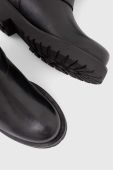 Шкіряні чоботи Twinset жіночі колір чорний на плоскому ходу 232TCT058 Шкіряні чоботи Twinset жіночі колір чорний на плоскому ходу 232TCT058
