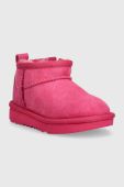 Дитячі замшеві чоботи UGG T CLASSIC ULTRA MINI колір рожевий Дитячі замшеві чоботи UGG T CLASSIC ULTRA MINI колір рожевий