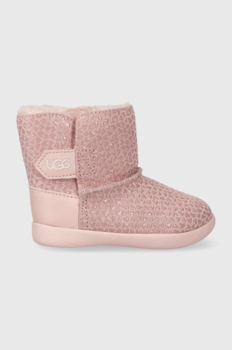 Дитячі шкіряні чоботи UGG T KEELANEL HEARTS колір рожевий Дитячі шкіряні чоботи UGG T KEELANEL HEARTS колір рожевий