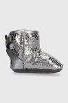 Дитячі шкіряні чоботи UGG I JESSE BOW II GEL HEARTS колір срібний Дитячі шкіряні чоботи UGG I JESSE BOW II GEL HEARTS колір срібний