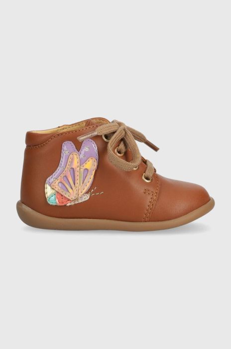 Дитячі шкіряні туфлі Pom D'api STAND-UP FLY колір коричневий (3570095) Дитячі шкіряні туфлі Pom D'api STAND-UP FLY колір коричневий (3570095)