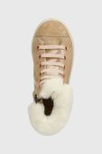 Дитячі замшеві зимові черевики Pom D'api SWAG ZIP FUR колір бежевий (3689882)