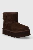 Дитячі замшеві чоботи UGG CLASSIC MINI PLATFORM колір коричневий Дитячі замшеві чоботи UGG CLASSIC MINI PLATFORM колір коричневий