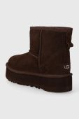 Дитячі замшеві чоботи UGG CLASSIC MINI PLATFORM колір коричневий Дитячі замшеві чоботи UGG CLASSIC MINI PLATFORM колір коричневий