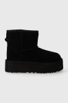 Дитячі замшеві чоботи UGG CLASSIC MINI PLATFORM колір чорний Дитячі замшеві чоботи UGG CLASSIC MINI PLATFORM колір чорний