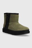 Дитячі замшеві чоботи UGG KIDS CLASSIC MINI ZIPPER TAPE L колір зелений