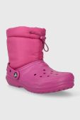 Дитячі чоботи Crocs Classic Lined Neo Puff колір рожевий Дитячі чоботи Crocs Classic Lined Neo Puff колір рожевий