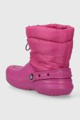 Дитячі чоботи Crocs Classic Lined Neo Puff колір рожевий Дитячі чоботи Crocs Classic Lined Neo Puff колір рожевий