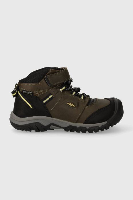 Дитячі замшеві зимові черевики Keen Ridge Flex Mid колір зелений Дитячі замшеві зимові черевики Keen Ridge Flex Mid колір зелений
