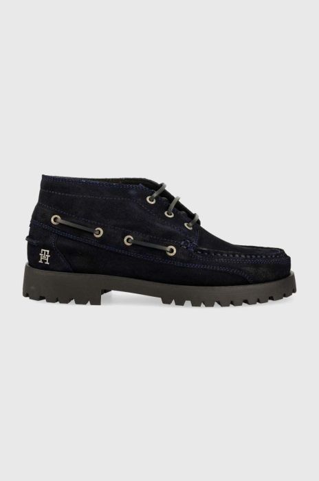 Замшеві туфлі Tommy Hilfiger TH BOAT BOOT CLASSIC чоловічі колір синій FM0FM04684 Замшеві туфлі Tommy Hilfiger TH BOAT BOOT CLASSIC чоловічі колір синій FM0FM04684