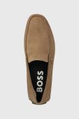 Замшеві мокасини BOSS Noel чоловічі колір бежевий 50497745 Замшеві мокасини BOSS Noel чоловічі колір бежевий 50497745