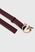 Шкіряний ремінь Pinko жіночий колір бордовий