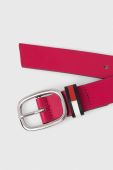 Шкіряний ремінь Tommy Jeans жіночий колір рожевий