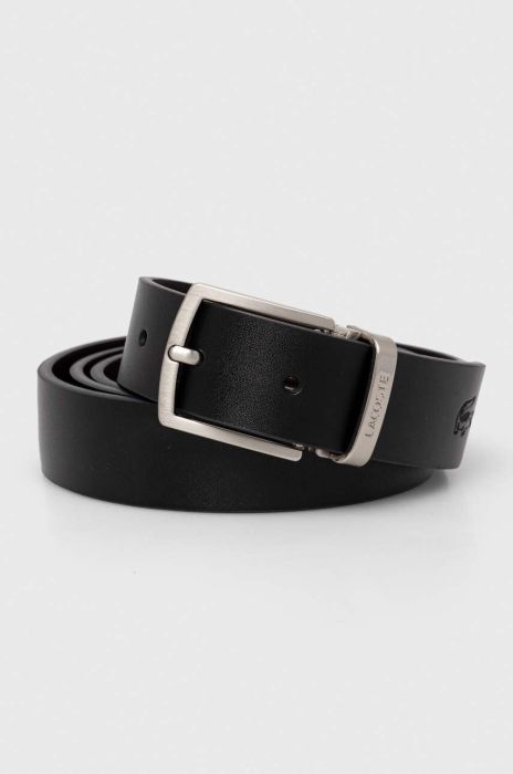 Шкіряний ремінь зі змінними клямрами Lacoste колір чорний Шкіряний ремінь зі змінними клямрами Lacoste колір чорний