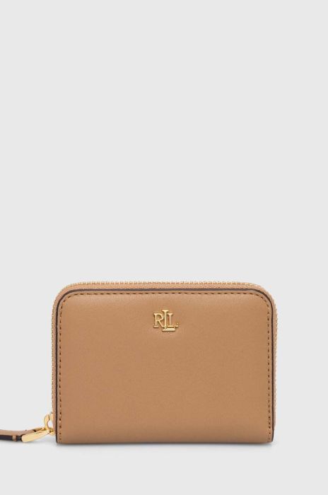 Шкіряний гаманець Lauren Ralph Lauren жіночий колір бежевий (3299346)