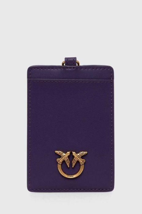 Шкіряний чохол на банківські карти Pinko колір фіолетовий (3430434)