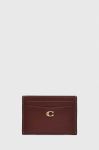 Шкіряний чохол на банківські карти Coach Essential Card Case колір бордовий