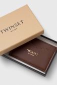 Шкіряний чохол на банківські карти Twinset колір коричневий Шкіряний чохол на банківські карти Twinset колір коричневий