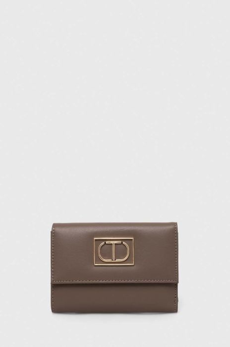 Шкіряний гаманець Twinset жіночий колір сірий (3578195)