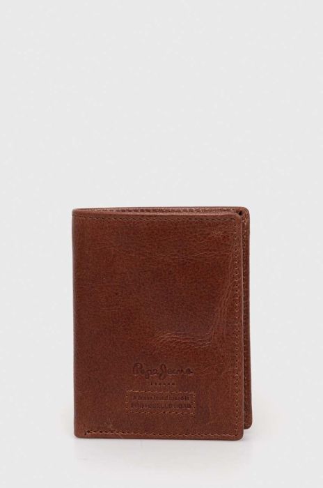 Шкіряний гаманець Pepe Jeans Archie чоловічий колір коричневий