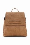 Рюкзак Desigual 23WAKP04 ACCESSORIES PU BACKPACK MINI жіночий колір коричневий малий з принтом Рюкзак Desigual 23WAKP04 ACCESSORIES PU BACKPACK MINI жіночий колір коричневий малий з принтом