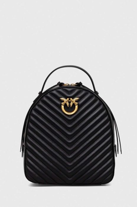 Шкіряний рюкзак Pinko жіночий колір чорний малий однотонний Шкіряний рюкзак Pinko жіночий колір чорний малий однотонний