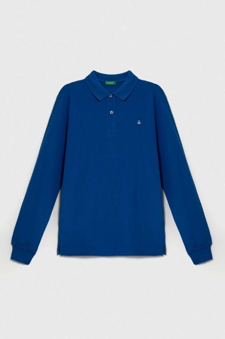 Дитячий бавовняний лонгслів United Colors of Benetton однотонний колір блакитний (3463065)
