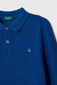 Дитячий бавовняний лонгслів United Colors of Benetton однотонний колір блакитний (3463065)