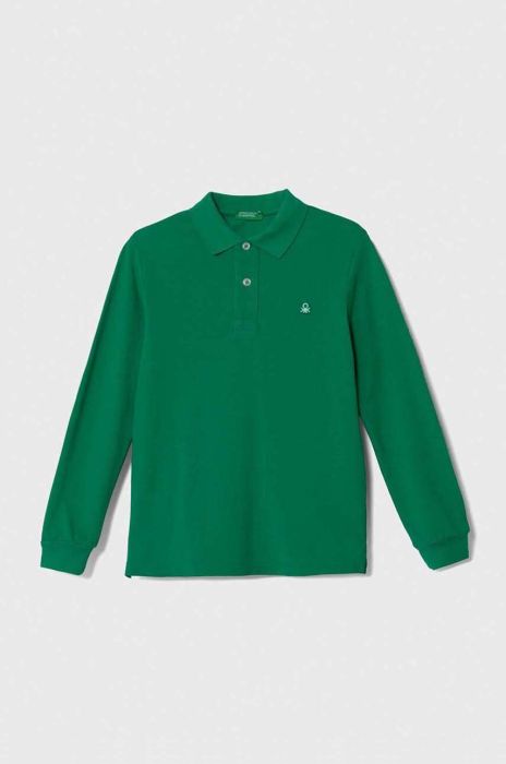 Дитячий бавовняний лонгслів United Colors of Benetton колір зелений однотонний (3463051) Дитячий бавовняний лонгслів United Colors of Benetton колір зелений однотонний (3463051)