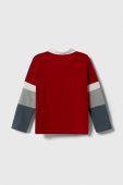 Дитячий бавовняний лонгслів United Colors of Benetton колір червоний візерунок