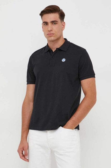 Бавовняне поло North Sails колір чорний однотонний Бавовняне поло North Sails колір чорний однотонний