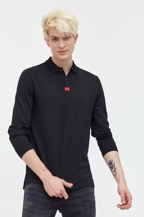 Бавовняний лонгслів HUGO колір чорний однотонний (3507698) Бавовняний лонгслів HUGO колір чорний однотонний (3507698)