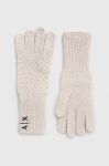 Рукавички з домішкою вовни Armani Exchange колір золотий