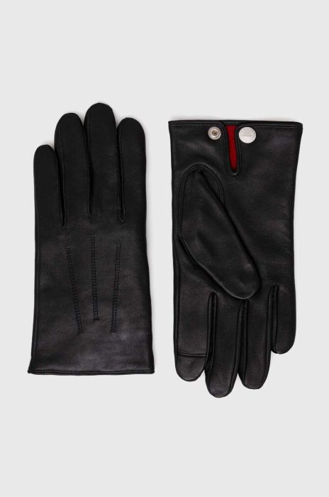 Шкіряні рукавички HUGO чоловічі колір чорний Шкіряні рукавички HUGO чоловічі колір чорний