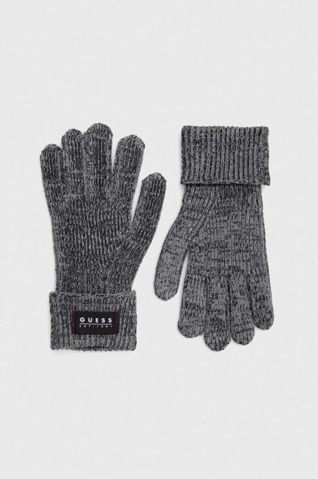 Рукавички з домішкою вовни Guess колір сірий Рукавички з домішкою вовни Guess колір сірий