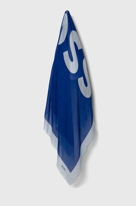 Хустка з домішкою вовни BOSS візерунок колір блакитний (3416102)