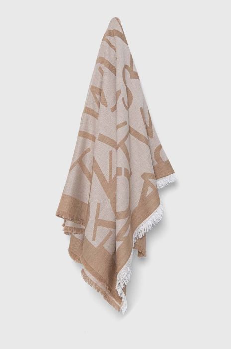 Хустка з домішкою вовни Twinset колір коричневий візерунок