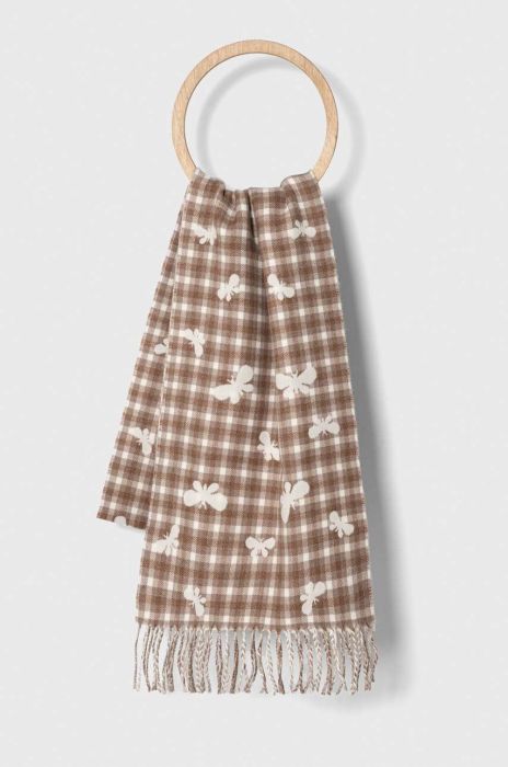 Вовняний шарф Weekend Max Mara колір коричневий візерунок Вовняний шарф Weekend Max Mara колір коричневий візерунок