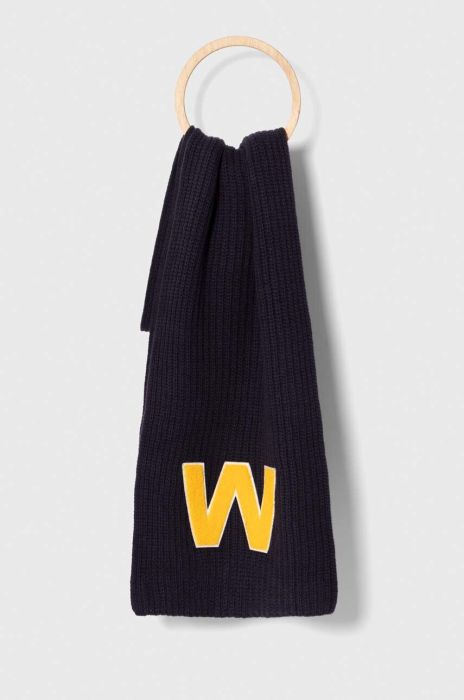 Вовняний шарф Weekend Max Mara колір синій з аплікацією Вовняний шарф Weekend Max Mara колір синій з аплікацією