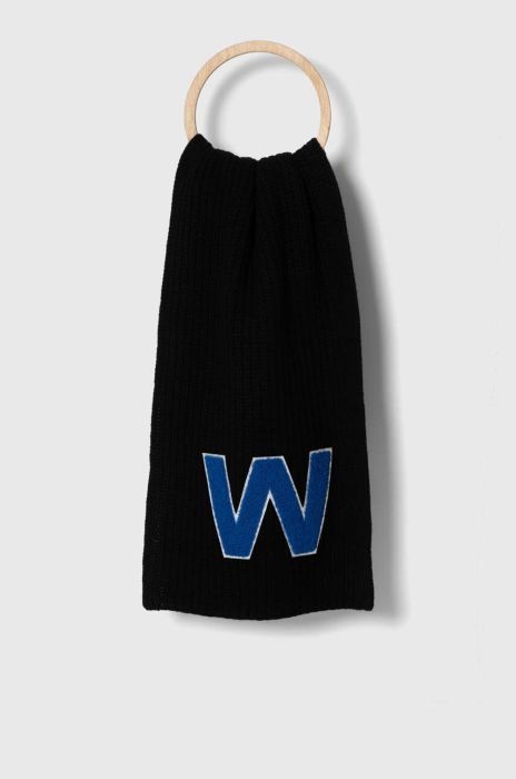 Вовняний шарф Weekend Max Mara колір чорний з аплікацією Вовняний шарф Weekend Max Mara колір чорний з аплікацією