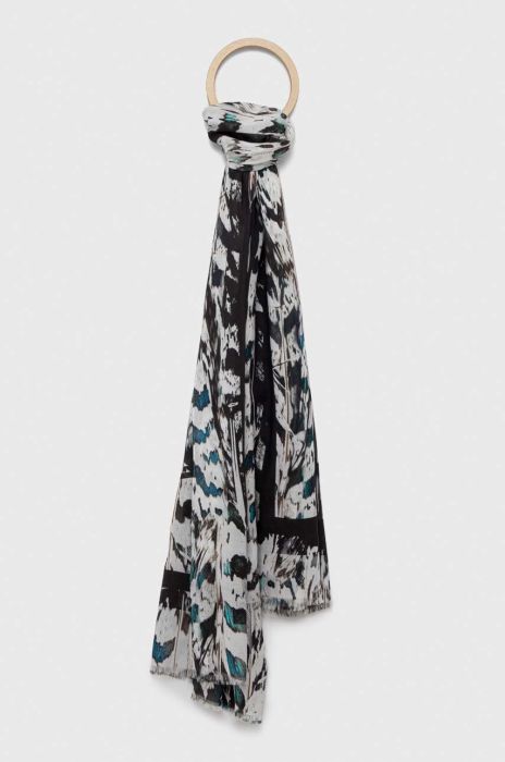 Шарф AllSaints жіночий колір білий візерунок