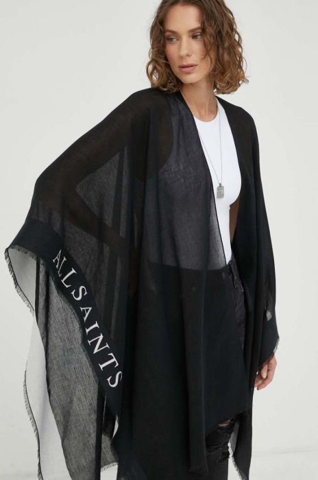 Пончо AllSaints колір чорний легке Пончо AllSaints колір чорний легке
