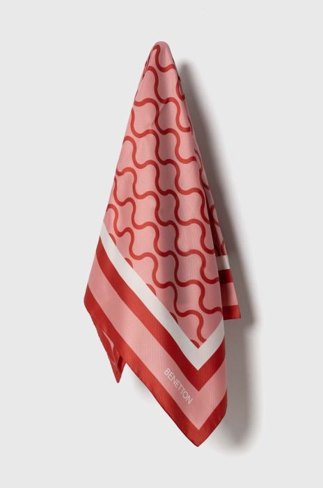 Хустка United Colors of Benetton жіноча колір рожевий візерунок Хустка United Colors of Benetton жіноча колір рожевий візерунок