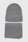Шерстяна шапка і шарф BOSS колір сірий